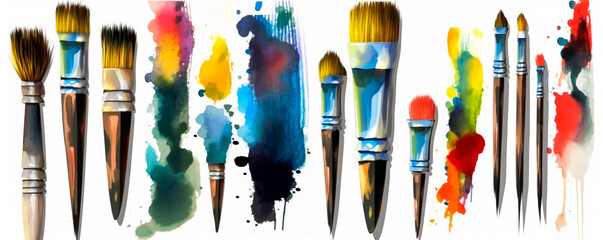  Colorful Brushes set. AI Generated