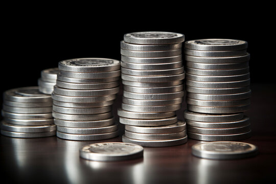 A background of rising stacks of coins, money and finance image