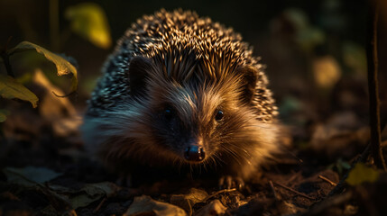 Fototapeta premium Adorable Hedgehog in the Grass.AI Generated