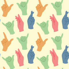 Fototapeta premium Hands gestures seamless patterns
