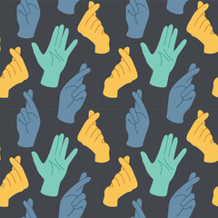 Hands gestures seamless patterns
