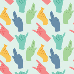 Hands gestures seamless patterns