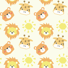 Cute animals kids seamless patterns