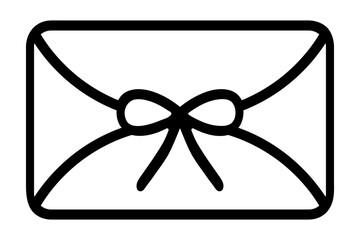 Envelope with a letter. Sketch. The sealed message is tied with a bow. Vector illustration. Doodle style. Outline on isolated background. Coloring book for children. Idea for web design.