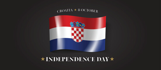 Croatia happy independence day greeting card, banner with template text vector illustration