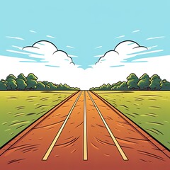 Cute Running Track with cartoon style isolated on a white background