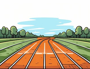 Cute Running Track with cartoon style isolated on a white background