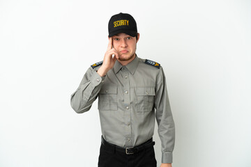Young Russian security man isolated on white background thinking an idea