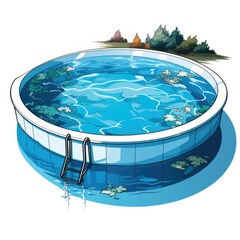 Cute Swimming Pool with cartoon style isolated on a white background