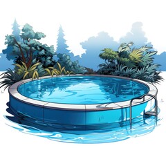 Cute Swimming Pool with cartoon style isolated on a white background