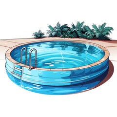 Cute Swimming Pool with cartoon style isolated on a white background
