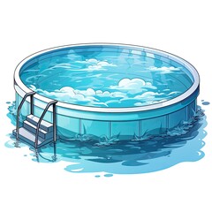 Cute Swimming Pool with cartoon style isolated on a white background