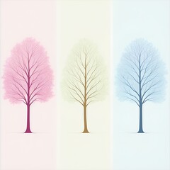 illustration of three different seasons tree