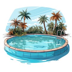 Cute Swimming Pool with cartoon style isolated on a white background