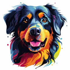 Colorful Dog with cartoon style isolated on a white background