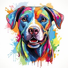 Colorful Dog with cartoon style isolated on a white background