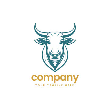 buffalo cow cart bull cattle head dairy farm pet logo illustration icon flat t shirt design 