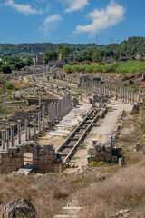 Obraz premium Ancient city of Perge in Antalya, Turkey. Historical ruins in the ancient city of Pamphylia