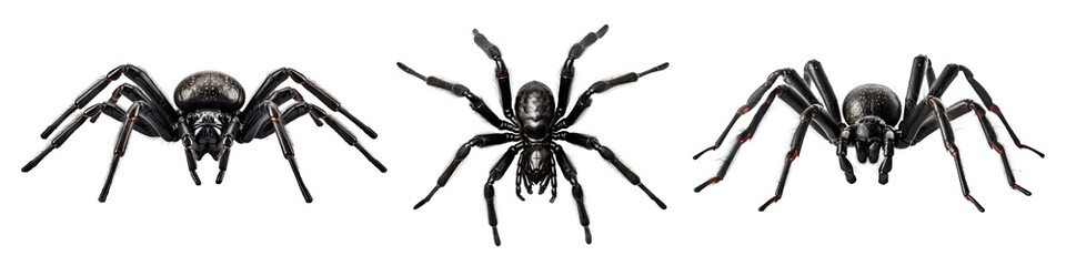 Obraz premium Set of spiders isolated on transparent background - Generative AI