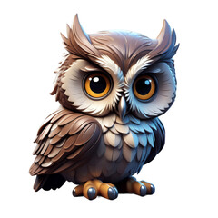 Fototapeta premium Realistic Cute Owl 3D Model