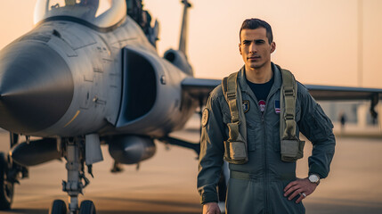 Heroic Pilot by the Fighter Jet