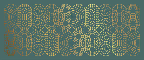 Luxury geometric gold line art and art deco background vector. Abstract geometric frame and elegant art nouveau with delicate. Illustration design for invitation, banner, vip, interior, decoration.
