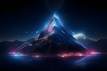 The mountain peak represents the ultimate success and accomplishment in the age of digital transformation. Employing innovative strategies to change the business environment. Generative AI.