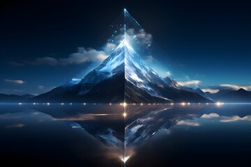 The mountain peak represents the ultimate success and accomplishment in the age of digital transformation. Employing innovative strategies to change the business environment. Generative AI.