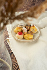 Panellets. Traditional Catalan sweet that is eaten in autumn. For halloween. Coconut, pine nuts, chocolate, cherry, quince, coffee, almond