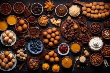 top view of tea-time snacks