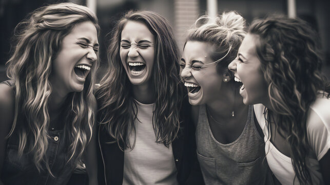 group of happy and cheerful friends