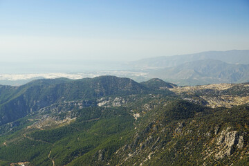 The panorama from Tahtali mountain, Antalya provence, Turkey
