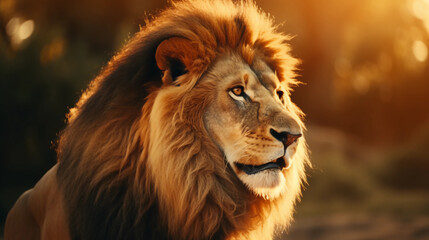 Majestic Lion: King of the African Savannah - obrazy, fototapety, plakaty