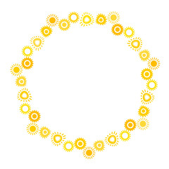 art design sun icon round frame