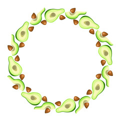 fresh avocado fruit art drawn round frame