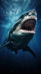 Great white shark photorealistic close-up