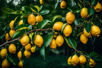 Tree filled with yellow lemons