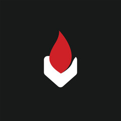 fire flame and shield guard logo icon design template