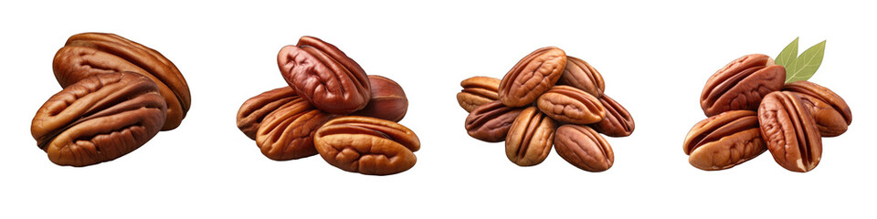 Pecans clipart collection, vector, icons isolated on transparent background - obrazy, fototapety, plakaty