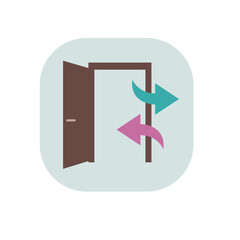 Icon - open door, entrance and exit with arrows