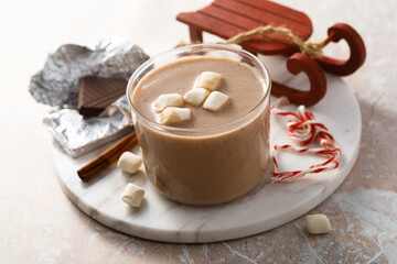 Homemade hot chocolate with marshmallow