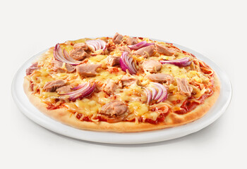 Pizza Thunfisch, rote Zwiebeln, Käse, italien, Pizza, freisteller,