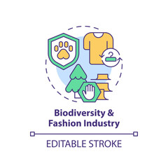 2D editable multicolor icon biodiversity and fashion industry concept, simple isolated vector, sustainable fashion thin line illustration.