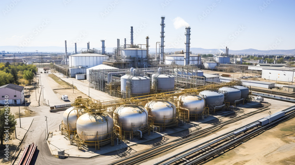 Wall mural aerial view of modern petrol field