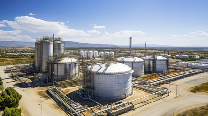 Obraz premium Aerial view of modern petrol field 