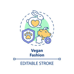2D editable multicolor icon vegan fashion concept, simple isolated vector, sustainable fashion thin line illustration.