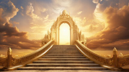 Heaven in the heavens. Shot of the Pearly Gates above the clouds - obrazy, fototapety, plakaty