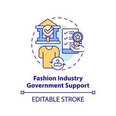 2D editable multicolor icon fashion industry government support concept, simple isolated vector, sustainable fashion thin line illustration.