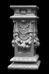 Ancient roman column isolated on black background
