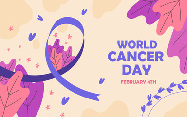 Flat world cancer day background vector